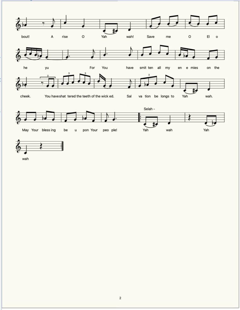 Psalm 3 set to sheet music page 2 of 2